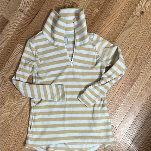 Dudley Stephens Tan and White Striped Fleece - Picture 1 of 2
